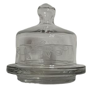 Vintage Princess House crystal covered tea candle dish